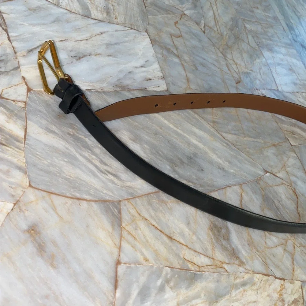 Christian Dior‎ Mens Black Leather Gold Buckle Dress Belt 3z 32 80 Made in Spain